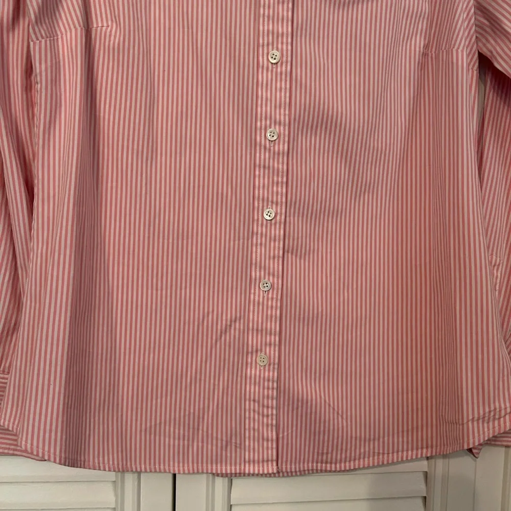 J Crew Pink Strip Button Down Stretch Perfect size S